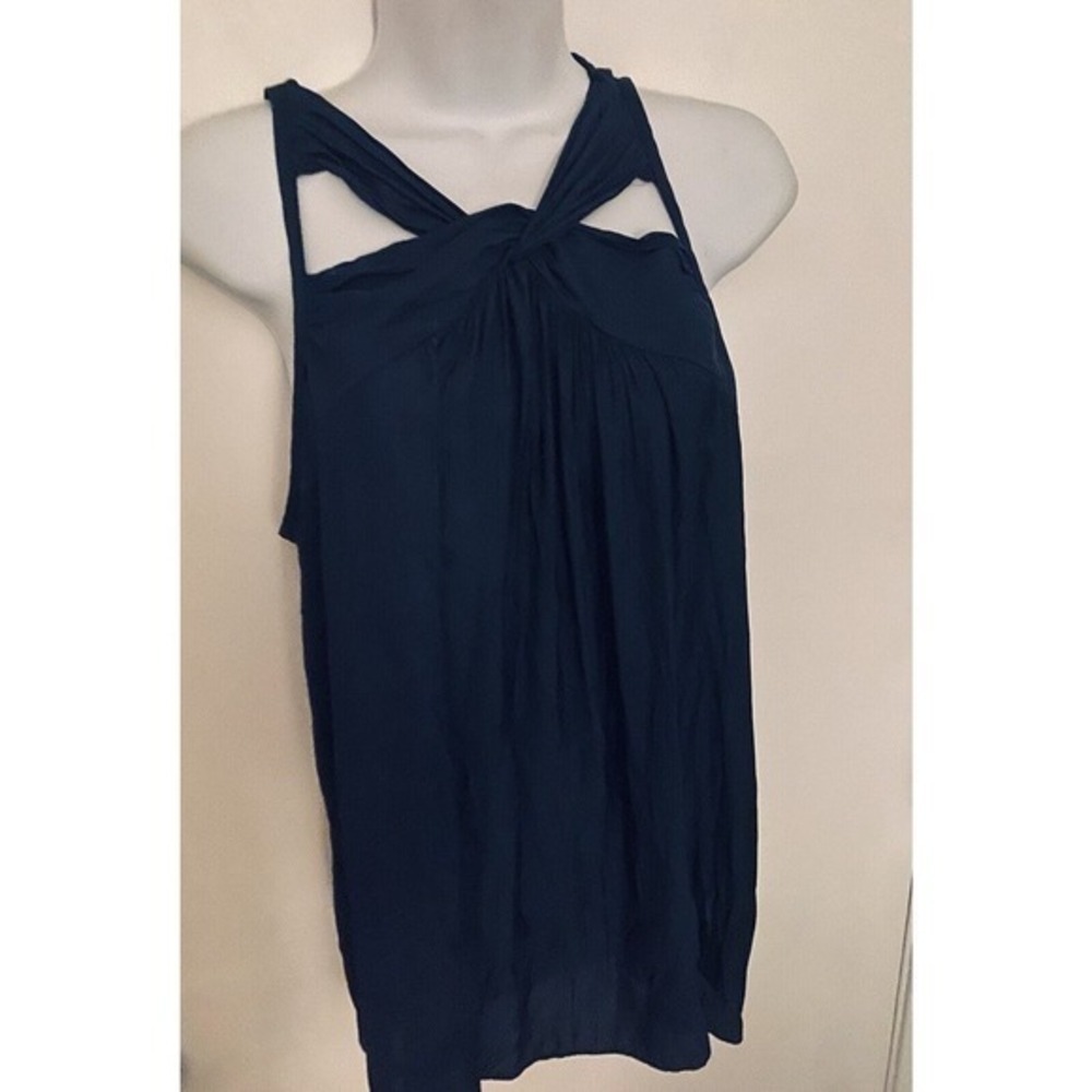 Ramy Brook Silk Navy Cut Out Sleeveless Top Size M